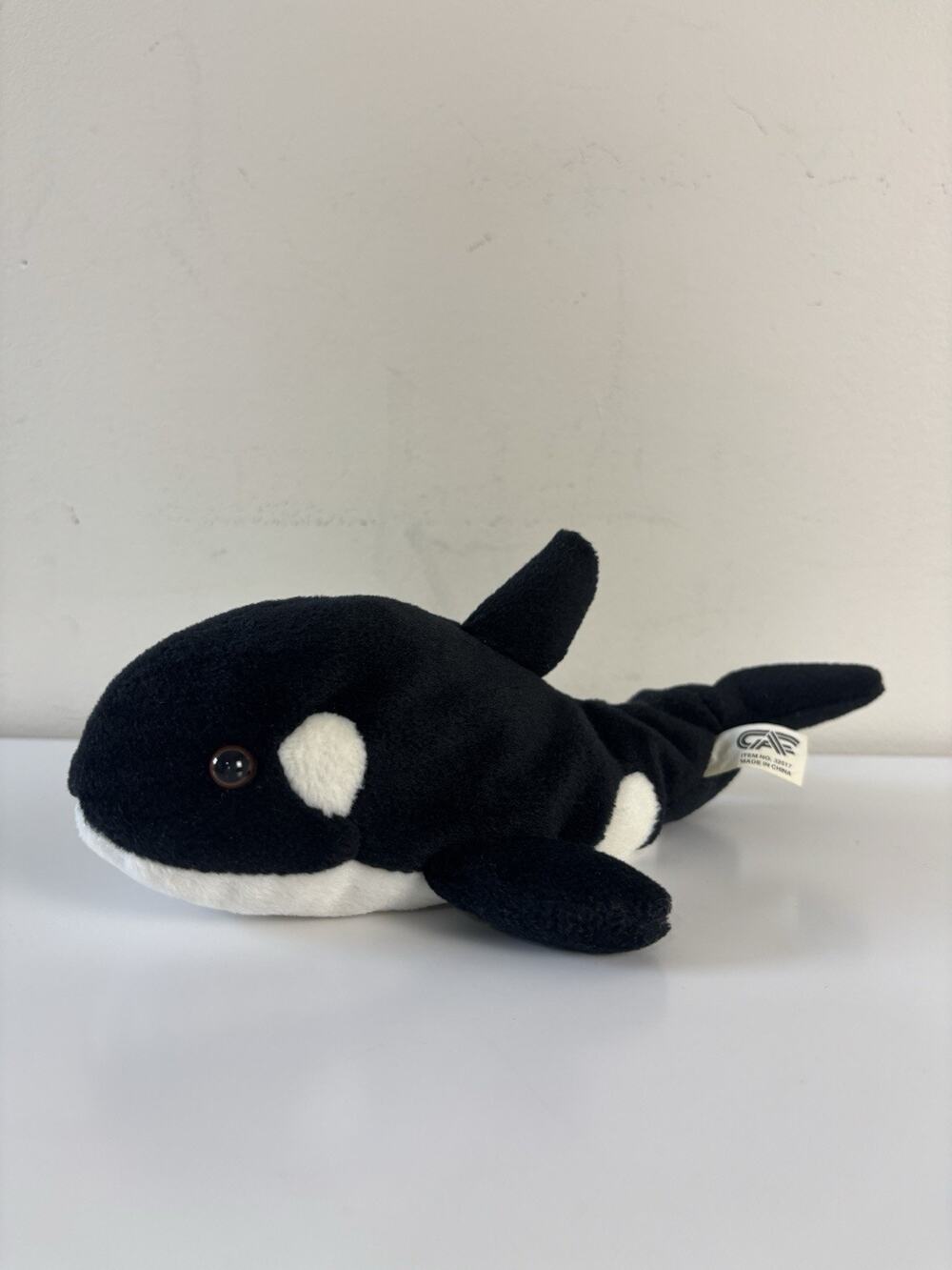 Vtg 90s Great American Fun Corp Orca Whale Beanbag Plush 9”